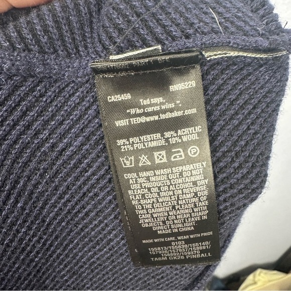 Ted Baker London Women’s 1/4 Zip Wool Blend Pullover 6 (US 12-14) Navy Sweater - Picture 4 of 8